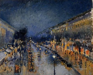 Pissarro el bulevar Montmartre de noche París Pinturas al óleo